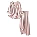 Primavera Autunno Raso Pigiama Set Donne Pigiameria Due Pezzi Pigiameria Morbido, rosa chiaro, L