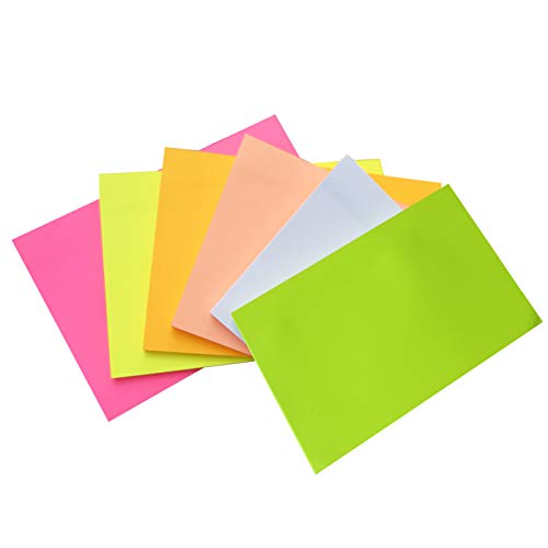 Creatiburg Sticky Note Pads 4 x 6 inches 6 Pads 50 Sheets/pad Big Self-Stick Note Pads Bright Color, Easy Post Notes Individually Wrapped, Great Office Supplies Gifts