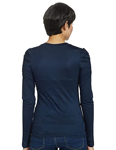Image of Marks & Spencer Womens Solid Viscose Crew Neck Regular Fit Long Sleeve Top