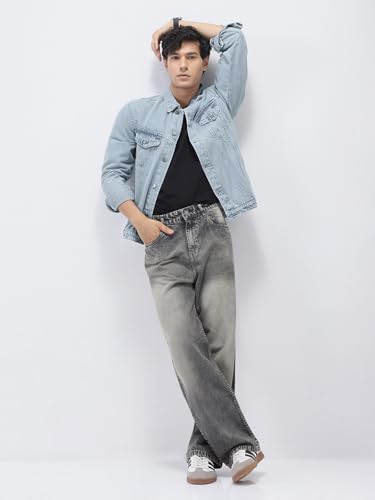 Image of Urbano Fashion Men's Regular Fit Washed Full Sleeve Denim Jacket