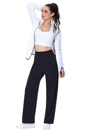 Womens Wide Leg Dress Pants Work Business Casual Trousers High Waisted with Pockets Stretchy Pull On Office Slacks3
