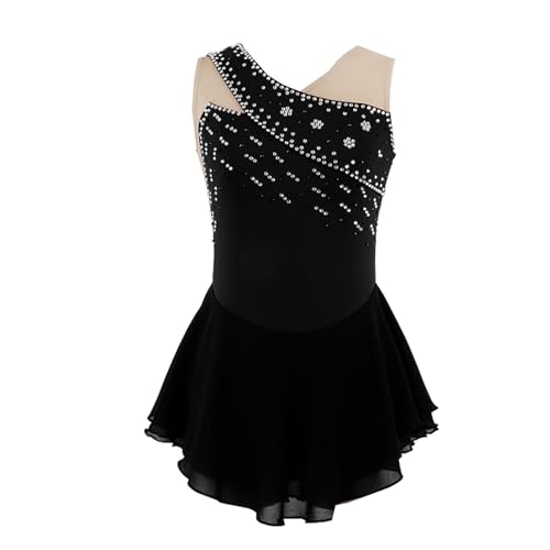 Vestido Feminino De Patinação Artística, Performance De Competição Para Adultos, Sem Mangas, Decote
