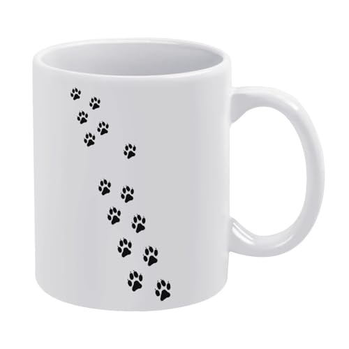 マグカップ おしゃれ 黒い足跡 犬の足跡 犬爪 コーヒーカップ 陶器 丈夫 マグ カップ 食器 直径8.2×高さ9.6cm 330ml 軽い 気軽に使える コーヒーマグ インテリア アウトドア 綺麗 ジュース お茶 新生活 雑貨 台所 飲食店 家庭用 ファ