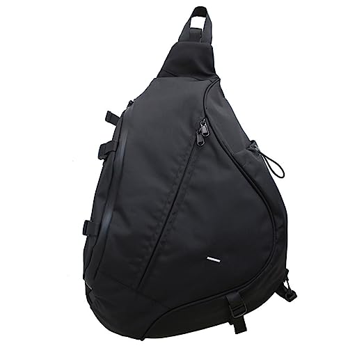 MININAI Crossbody Shoulder Bag Cool One Strap Motorcycle Sling Bag Techwear Backpack Japanese Harajuku Alt Emo Streetwear (Black,One Size)