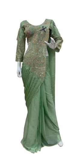 Ready To Wear Indo-Western More Draped Set For Womens And Girls Rangoli Silk Fabric With Multi Thread Embroidery Cording Fully Stitched-image-35