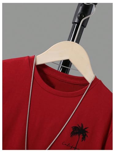 Image of SOLY HUX Boy's Graphic Tees Palm Tree Print Short Sleeve Crew Neck Summer Trendy T-Shirts Clothes for Teen Boys