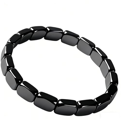 IWIDYA Pulsera para Hombre de Hematita Magnética - Brazalete Elegante de Piedra Natural, Regalo para Él, Ajustable