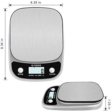 Electronic Multifunctional Weighing Scale,0kg/1g LCD Kitchen Scales Household Balance Cooking Measure Tool Stainless Steel Digital Food Scale G OZ ML Accurate Measurement (One Color 10Kg)