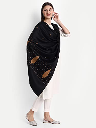 Zamour Kashmiri Indian Sozni Embroidery Paper Mache Style Pashmina Wool Shawl Scarf for Women2
