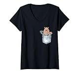 donna capybara pocket divertente capy pet uomini ragazzi bambini maglietta con collo a v