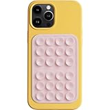 2pcs Silicone Suction Phone Case Adhesive Mount, Hands-Free Strong Grip Holder for Selfies and Videos, iPhone and Android Compatible, 2.25″ x 3.25″, Pink