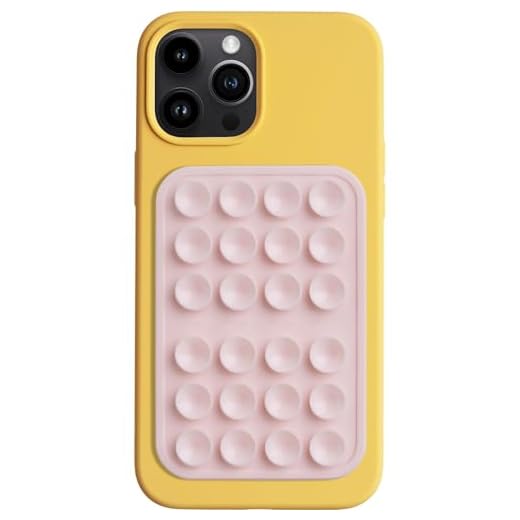 2pcs Silicone Suction Phone Case Adhesive Mount, Hands-Free Strong Grip Holder for Selfies and Videos, iPhone and Android Compatible, 2.25″ x 3.25″, Pink