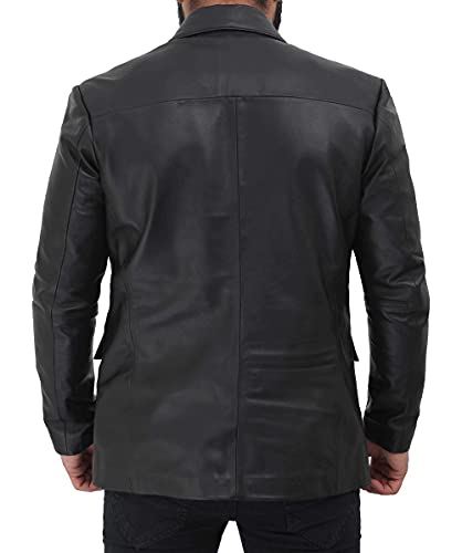 Decrum Lambskin Leather Blazer Men - Real Brown and Black Leather Jacket Men3