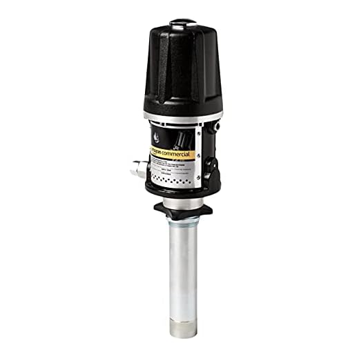 AmazonCommercial Air Operated Pneumatic Oil Transfer Pump Heavy Duty Double Action 5:1 High Pressure 180PSI Flow Rate 10.6GPM / 40LPM for SAE240 Oils/Fluids (NOT for Gasoline or Diesel)