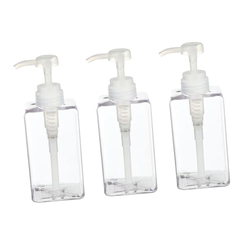 DECOMELODY 3 piezas Botellas Rellenables de Plástico Petg Dispensadores Portátiles para Cosméticos de Envases Transparentes Cuadrados Sellado Seguro para Viaje y Actividades al Aire