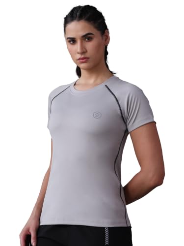 Image of CHKOKKO Women's Compression Gym T-Shirt for Running, Workout, Training, Sports & Activewear | Quick Dry Breathable Stretch Fabric | Body Fit Half Sleeve Athletic Sports Tee for Women