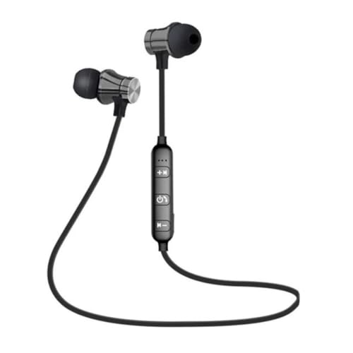 Wireless Bluetooth Headphones and Earphones with Neckband Design, In-Ear Bluetooth Earbuds including Microphone for Enhanced Bass, Ideal for Gym, Running, and Outdoor Sports Workouts (Black)