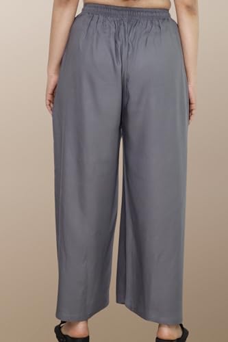 Image of KASANI Women's Solid Rayon Palazzo Pants Regular Palazo