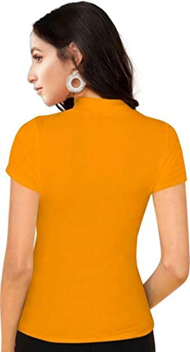 Image of Dream Beauty Fashion Women's Half Sleeve Round High Neck Top Elegant Casual Tee, Pack of 2-23 inch inches (Combo-Tripta Tiger)