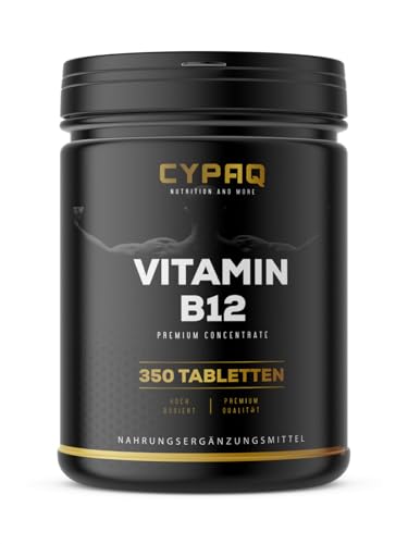 CYPAQ Vitamin B12 Premium - 350 vegane Tabletten für 6 Monate - 500µg Vitamin B12 pro Tagesdosis - hochdosiert, ohne unnötige Zusätze - in Deutschland produziert