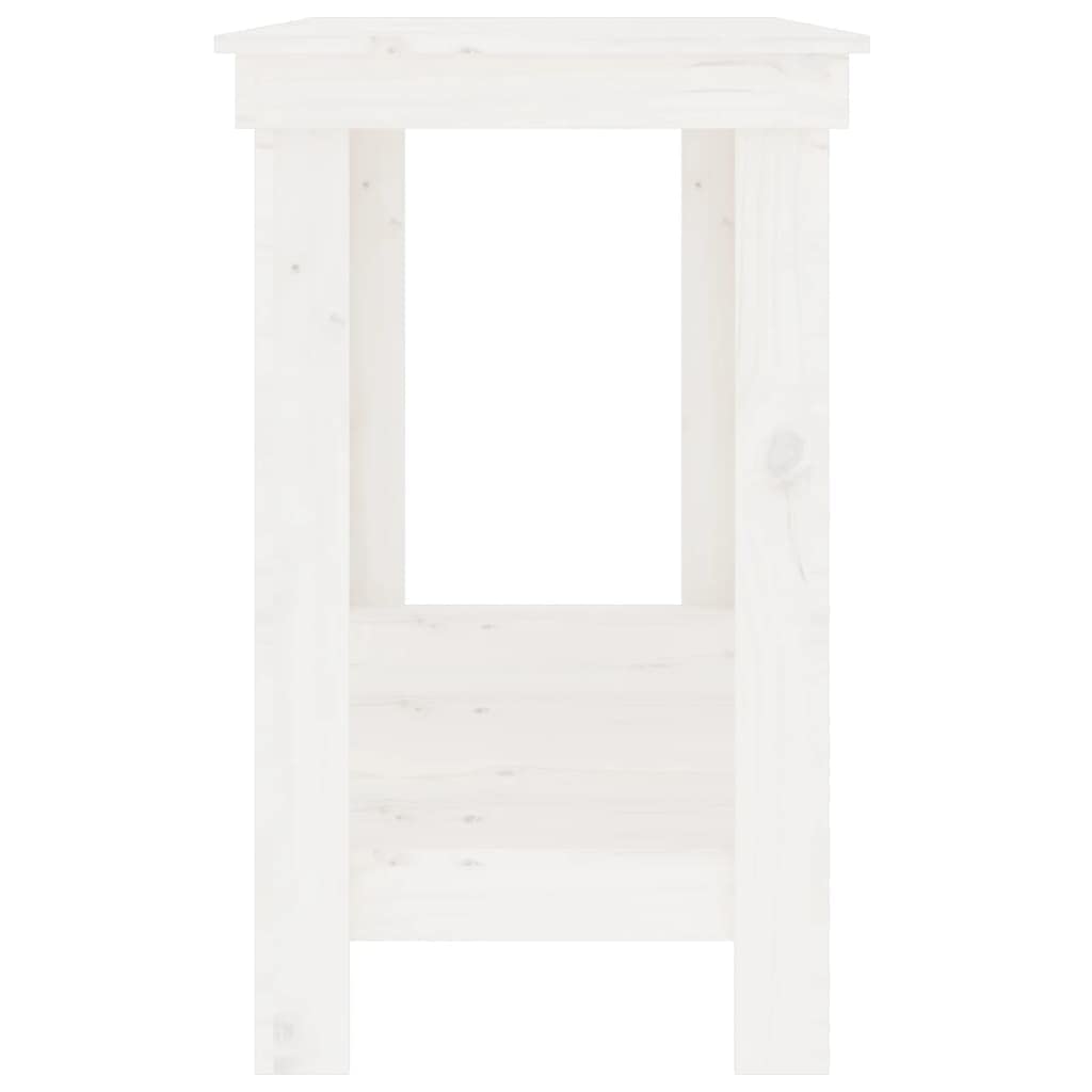 Banco de trabajo blanco de madera maciza de pino 140 x 50 x 80 cm con estante, cajón, estantería y pared perforada para taller, garaje, sala de ocio y trabajos de reparación