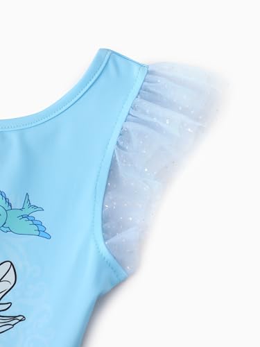 Image of Disney Frozen Elsa Princess Stitch Minnie Girls Ballet Leotards Ruffle Sleeve Shiny Leotard Dance Dress Ballerina Outfit 2-9Y