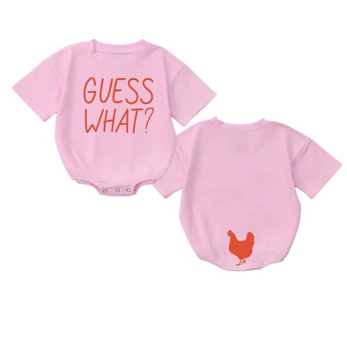 VFAZ Guess What Chicken Baby Bodysuit - Funny Romper Outfit Animal Front Back Cute Shower Gift Long Sleeve Newborn Toddler