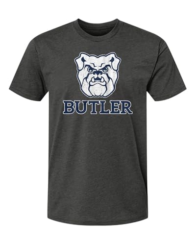 Butler University Apparel BU Bulldogs Logo Super Soft Heather Charcoal Grey T Shirt Comfy Tee for Men and Women (Medium)