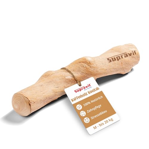 Supravit Natürlicher Kauknochen aus Kaffeeholz für Hunde M | Mehr als EIN Holzstäbchen - spannendes Hunde Kauspielzeug & langanhaltende Beschäftigung | Kaustab Kauholz