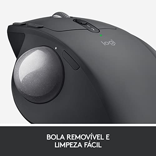 Mouse sem fio Logitech Trackball MX Ergo com Ajuste de Ângulo, Conexão USB Unifying ou Bluetooth com Easy-Switch para até 3 dispositivos e Bateria Recarregável glide