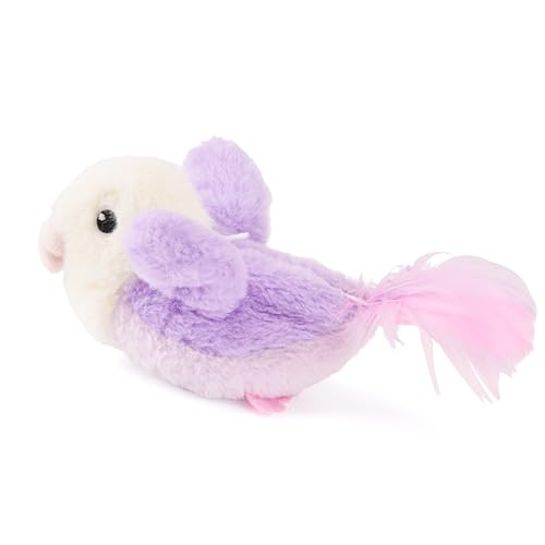 AUSCAT 猫 おもちゃ 鳥 自動 羽ばたく 動く ぬいぐるみ 鳴く 電動玩具 一人遊び 紫 （飛べない）