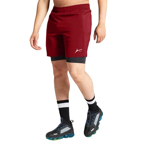 Image of PROSHARX 2 in 1 Active Dual Shorts with Inner Tights Layer | Men's Double Layer Short for Running, Gym & Sports