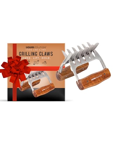 Garras trituradoras de carne de acero inoxidable 18/8 de alta calidad con asas de madera: tritura, tira y sirve sin esfuerzo cerdo, pavo, pollo y pechuga