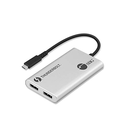 SIIG Thunderbolt 3 to Dual DisplayPort Adapter - Single 5K@60HZ - Dual 4K@60HZ - USB Type C to 2 DP 1.2 Ports for Mac & Windows - MacBook Pro/MacBook/Dell XPS/HP/Lenovo