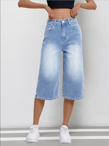 Image of Nifty Women's Denim Stretchable Baggy Fit Capris