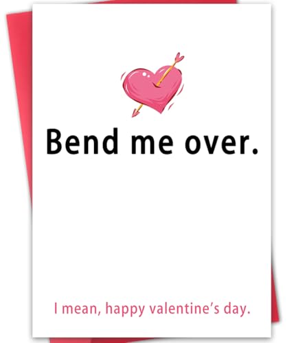 LiuuLi Valentijnsdag kaart voor hem haar, grappig verjaardagscadeau en jubileumkaart voor vriendin vriend, buig me over valentijnskaart met envelop