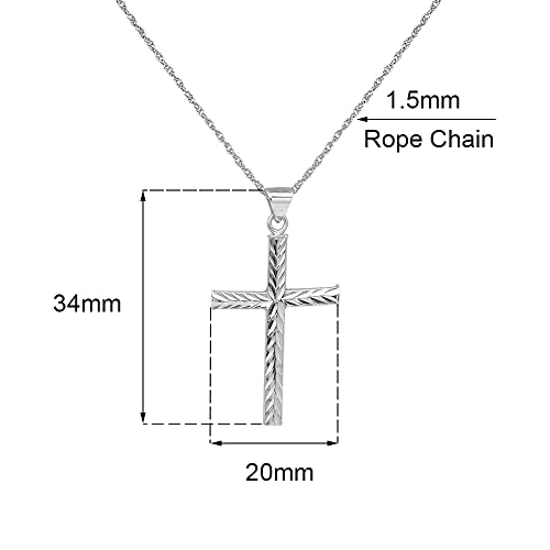 Savlano 925 Sterling Silver Diamond Cut Cross Pendant Silver Rope Chain Necklace For Women & Men Religious Jewelry - Made in Italy Comes With a Gift Box3