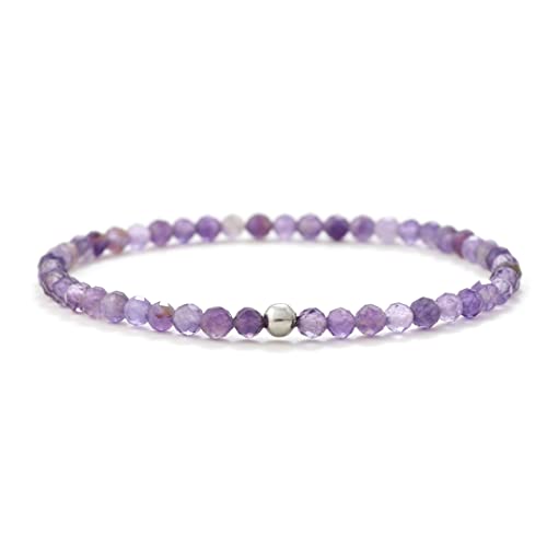 BERGERLIN Amethyst Armband echt mit 925 Sterling Silberperle - facettierte Perlen - Größe M