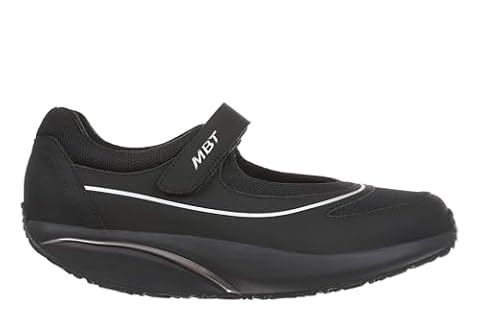 MBT BARIDI 2 damskie balerinki sportowe do chodzenia, anatomiczne wygodne buty do chodzenia. Fizjologiczne buty komfort i stabilność z zakrzywioną podeszwą, na co dzień z tekstylnym zapięciem, Czarny