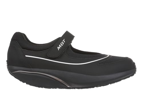 MBT BARIDI 2 damskie balerinki sportowe do chodzenia, anatomiczne wygodne buty do chodzenia. Fizjologiczne buty komfort i stabilność z zakrzywioną podeszwą, na co dzień z tekstylnym zapięciem, Czarny