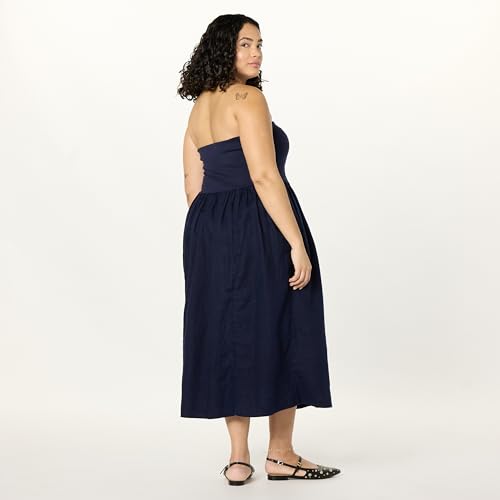 Image of The Drop Womens Hellen Strapless Mixed Media Maxi Dress