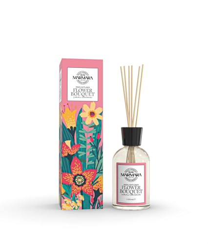 MARMARA - Ambientador con Varillas de 100 ml, Aroma a Rosa, Lila, Lirio del Bosque, jazmín, Violeta, difusor con Palillos, ambientador para Vivienda, habitación