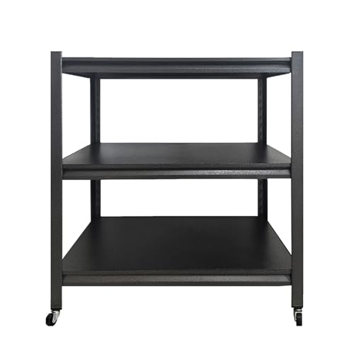 MINGYIHUI 3/5 Estantería Metálica de Almacenaje Industrial,Estantería Pesada Negra para Garaje,Estante con Ruedas Altura Regulable,Estante para Neumáticos,Almacén & Cocina(Size:80x40x80cm)