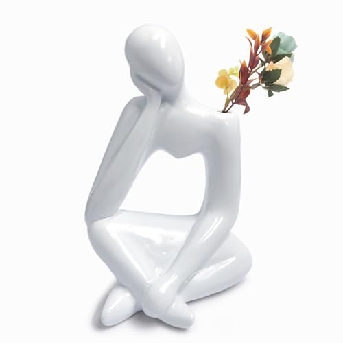 Escultura Abstracta Estatua Pensador Blanco Minimalista