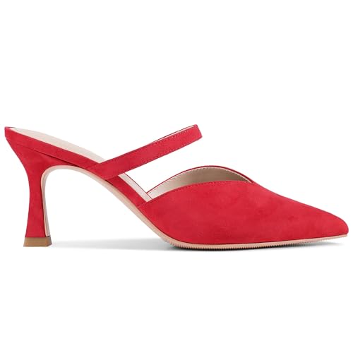 Image of USIMAD Women's Mesh High Heel Mules Pointy Toe Pumps Memory Foam Insole