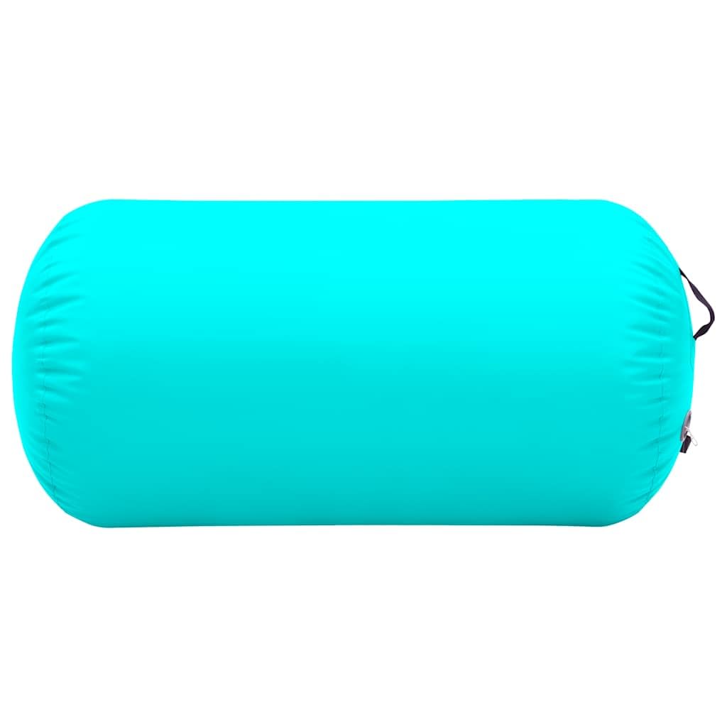 Aufblasbare Gymnastik-Rolle mit Fußpumpe, x, PVC hoher Dichte, blau, für Yoga Pilates Fitness Sport Training zuhause und im Studio, stabil für Dehnung Balance