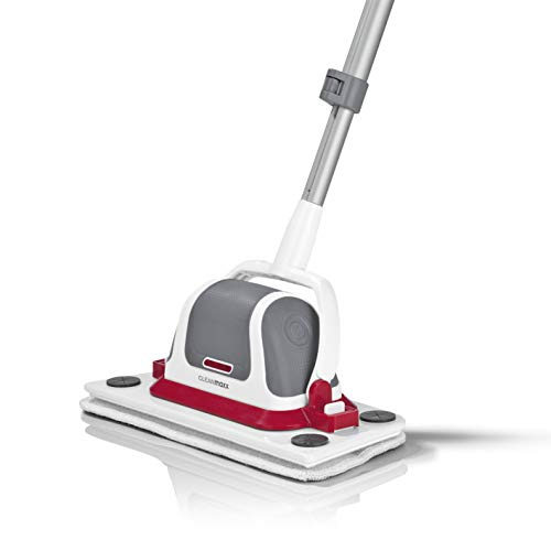 CLEANmaxx Akku-Scheuerbürste 3,7V | Mit 4 Aufsätzen | Ausziehbare Teleskopstange | Kabellos, bis zu 30 min Laufzeit [rot/grau]