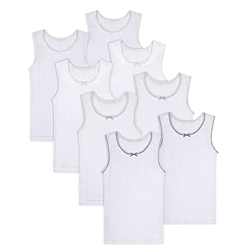 Buyless Fashion Girls Tank Tops - Sleeveless Cami Tanks Cotton Undershirts for Dance Gymnastics, Kids & Toddler Size (8 Pack)