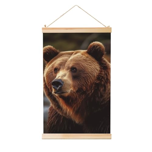 Toile ours grizzly suspendue solution déco pour grand mur vide