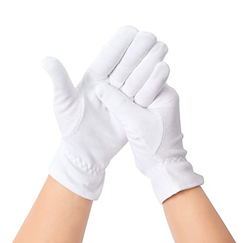 comfykare 10 Pairs L Cotton Gloves, White Cotton Gloves for Dry Hands, Moisturizing Gloves Eczema for Women Hand Spa and Coin Jewelry Inspection (100% Cotton)